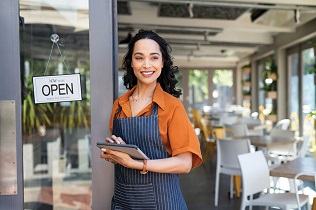 woman on the phone in her business